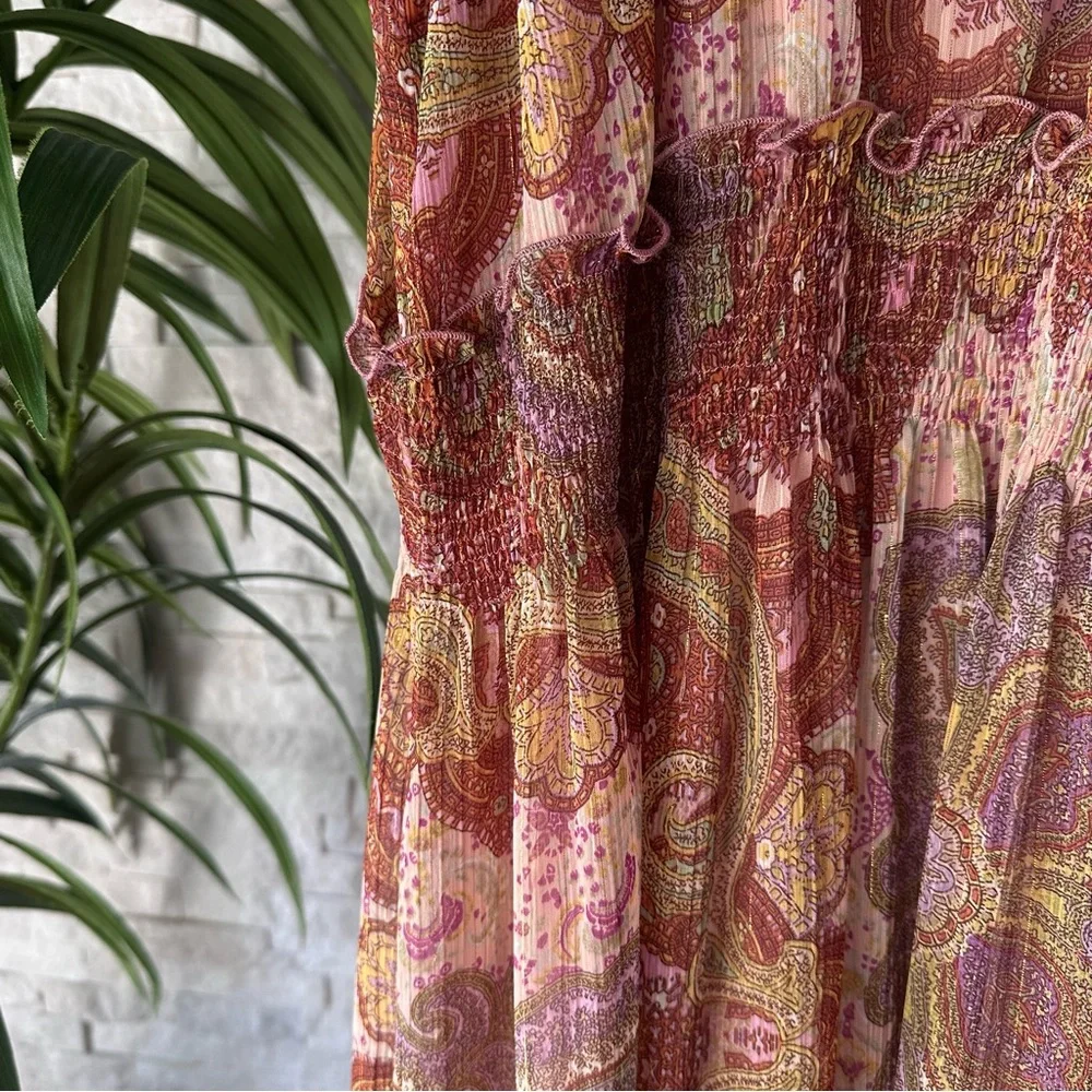 Liu Jo Boho Paisley Halter Smocked Made in Italy Maxi Floor Length Dress Size 8